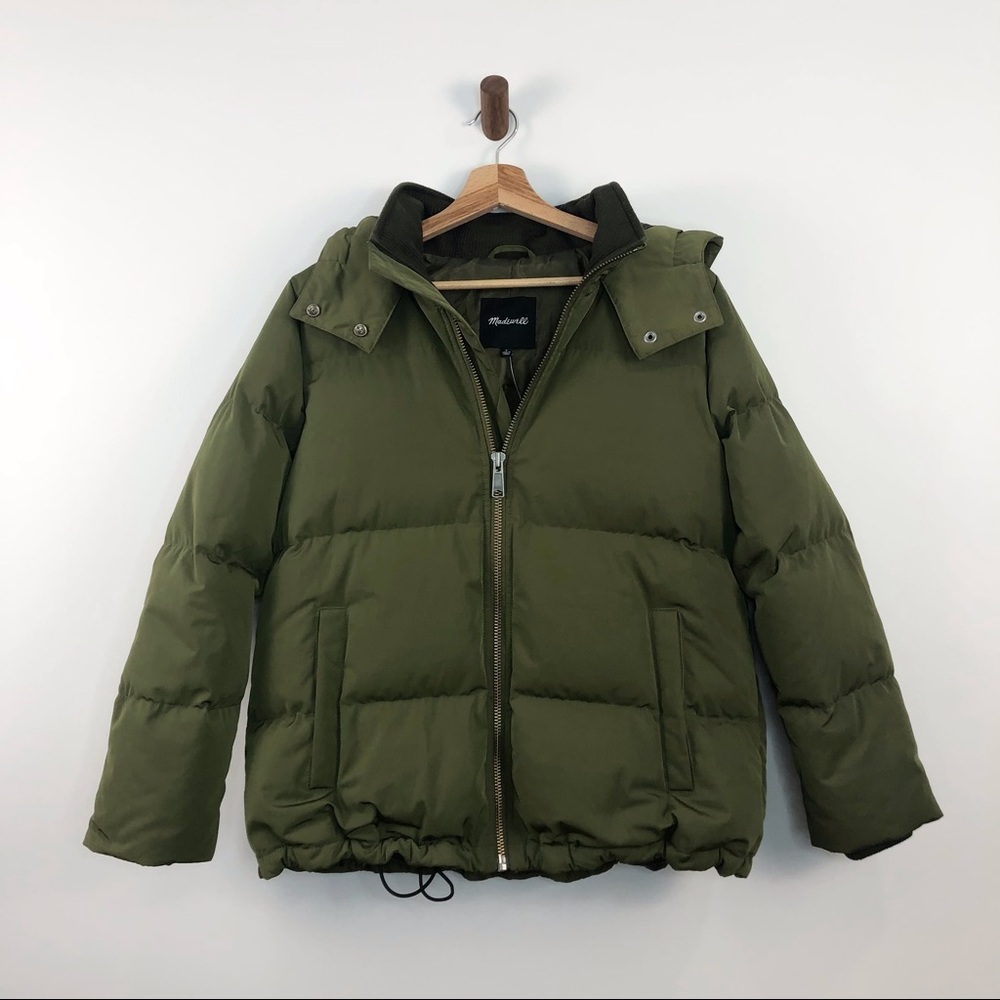 Madewell green down puffer coat size small NWT